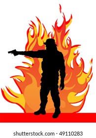 soldier with gun - vector