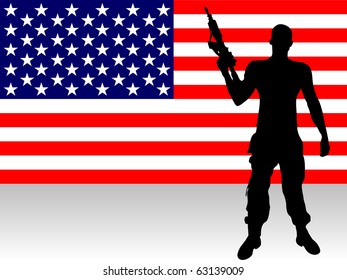 soldier with gun - vector