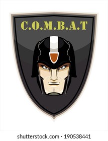 Soldier Head over the green shield