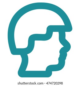 Soldier Head vector icon. Style is stroke flat icon symbol, soft blue color, white background.