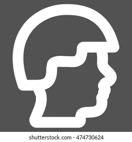 Soldier Head vector icon. Style is linear flat icon symbol, white color, gray background.