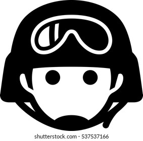 Soldier With Helmet And Goggles Icon