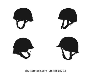 Soldier helmet icon design. war helmet silhouette, high-quality vector. Simple Military Helmet Silhouettes Against a White Background.