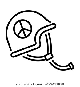 Soldier helmet icon in linear style 