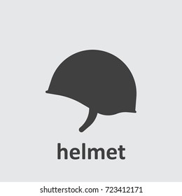 Soldier Helmet Icon On The Grey Background.