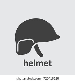 Soldier Helmet Icon On The Grey Background.