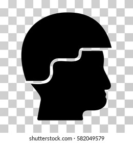 Soldier Helmet vector icon. Illustration style is flat iconic black symbol on a transparent background.