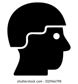 Soldier Helmet vector icon. Style is flat symbol, black color, rounded angles, white background.