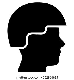 Soldier Helmet vector icon. Style is flat symbol, black color, rounded angles, white background.