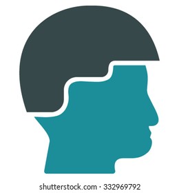 Soldier Helmet vector icon. Style is bicolor flat symbol, soft blue colors, rounded angles, white background.