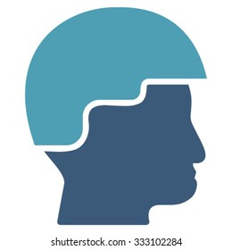 Soldier Helmet vector icon. Style is bicolor flat symbol, cyan and blue colors, rounded angles, white background.