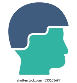 Soldier Helmet vector icon. Style is bicolor flat symbol, cobalt and cyan colors, rounded angles, white background.