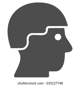 Soldier Helmet vector icon. Style is flat symbol, gray color, rounded angles, white background.