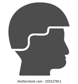 Soldier Helmet vector icon. Style is flat symbol, gray color, rounded angles, white background.