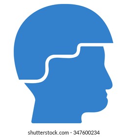 Soldier Helmet vector icon. Style is flat symbol, cobalt color, rounded angles, white background.