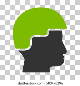 Soldier Helmet vector pictogram. Illustration style is flat iconic bicolor eco green and gray symbol on a transparent background.