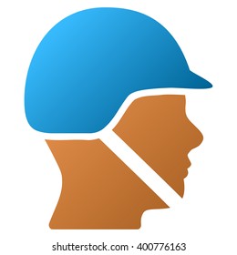Soldier Helmet vector toolbar icon for software design. Style is a gradient icon symbol on a white background.