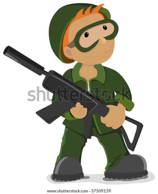 Soldier Holding Airsoft Gun Vector Image Stock Vector (royalty Free 