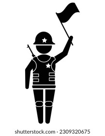 soldier holding flag icon, vector best flat icon.