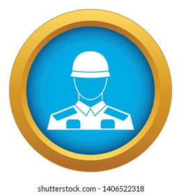 Soldier icon blue vector isolated on white background for any design
