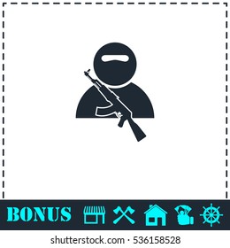 Soldier icon flat. Simple vector symbol and bonus icon