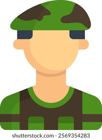 Soldier Icon Flat Vector Illustration