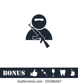 Soldier icon flat. Vector illustration symbol and bonus pictogram