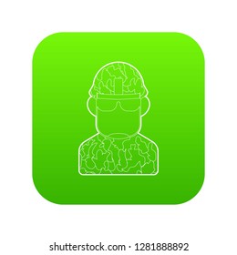 Soldier icon green vector isolated on white background