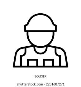 soldier icon. Line Art Style Design Isolated On White Background