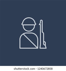 Soldier icon. Soldier linear design concept from Army collection. Simple element vector illustration on dark blue background.