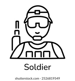 Soldier icon in linear style 