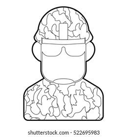 Soldier icon. Outline illustration of soldier vector icon for web design