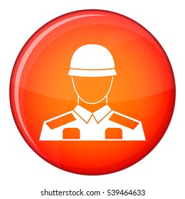 Soldier icon in red circle isolated on white background vector illustration