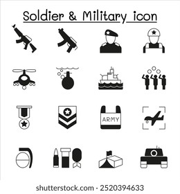 Ícone de soldado conjunto ilustração vetorial design gráfico