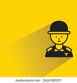 soldier icon with shadow on yellow background