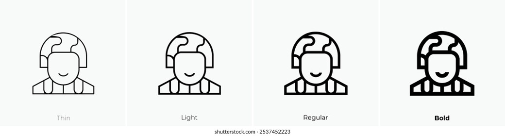 soldier icon. Thin, Light Regular And Bold style design isolated on white background