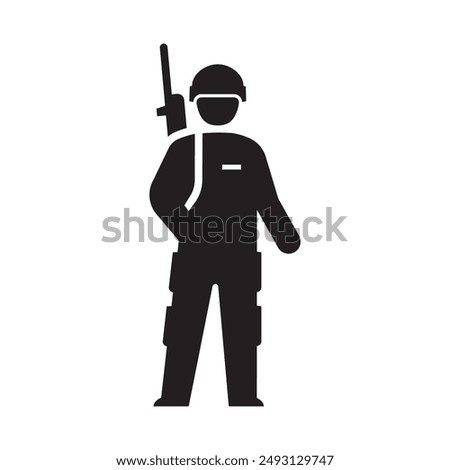 Soldier Icon. This vector illustration is suitable for use in materials related to defense, military training or security services.