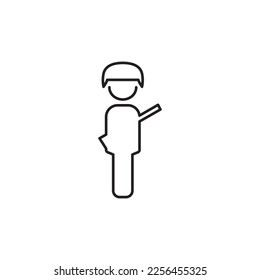 Soldier icon of vector illustration for web and mobile design. Military soldier logo mascot template. Soldier special force vector icon. Warrior mascot sign symbol editable stroke on white background
