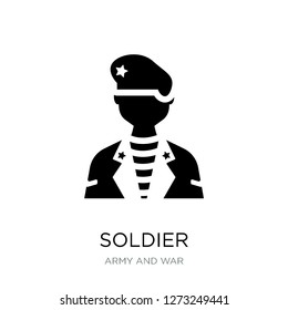 soldier icon vector on white background, soldier trendy filled icons from Army and war collection, soldier simple element illustration
