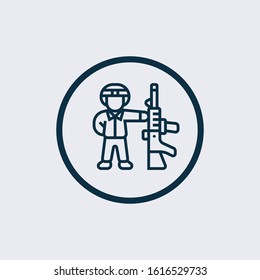 soldier icon vector from profession avatar collection. Thin line soldier outline icon vector illustration. Linear symbol for use on web and mobile apps