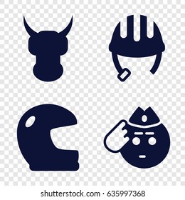 Soldier icons set. set of 4 soldier filled icons such as helmet