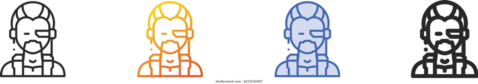 soldier icon.Thin Linear, Gradient, Blue Stroke and bold Style Design Isolated On White Background