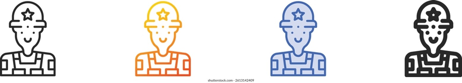 soldier icon.Thin Linear, Gradient, Blue Stroke and bold Style Design Isolated On White Background