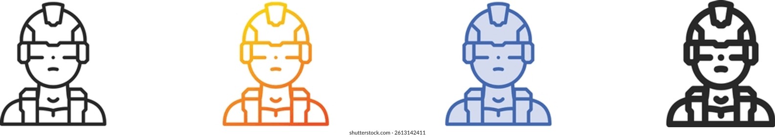 soldier icon.Thin Linear, Gradient, Blue Stroke and bold Style Design Isolated On White Background