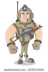 Soldier. Isolated on white background. Vector illustration.