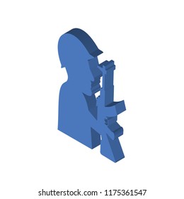 Soldier isometric left top view 3D icon