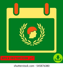 Soldier Laurel Wreath Calendar Day icon. Vector EPS illustration style is flat iconic bicolor symbol, orange and yellow colors.