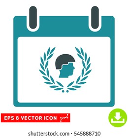 Soldier Laurel Wreath Calendar Day icon. Vector EPS illustration style is flat iconic bicolor symbol, soft blue colors.