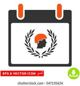 Soldier Laurel Wreath Calendar Day icon. Vector EPS illustration style is flat iconic bicolor symbol, orange and gray colors.