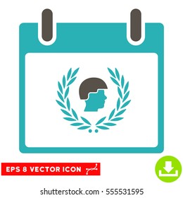 Soldier Laurel Wreath Calendar Day icon. Vector EPS illustration style is flat iconic bicolor symbol, grey and cyan colors.